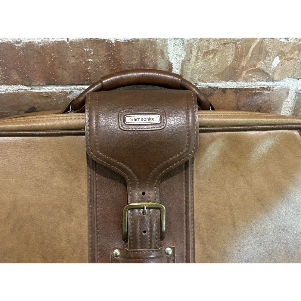 Vintage Samsonite Luggage - Two Tone Brown - Strap With Buckle - Great Condition